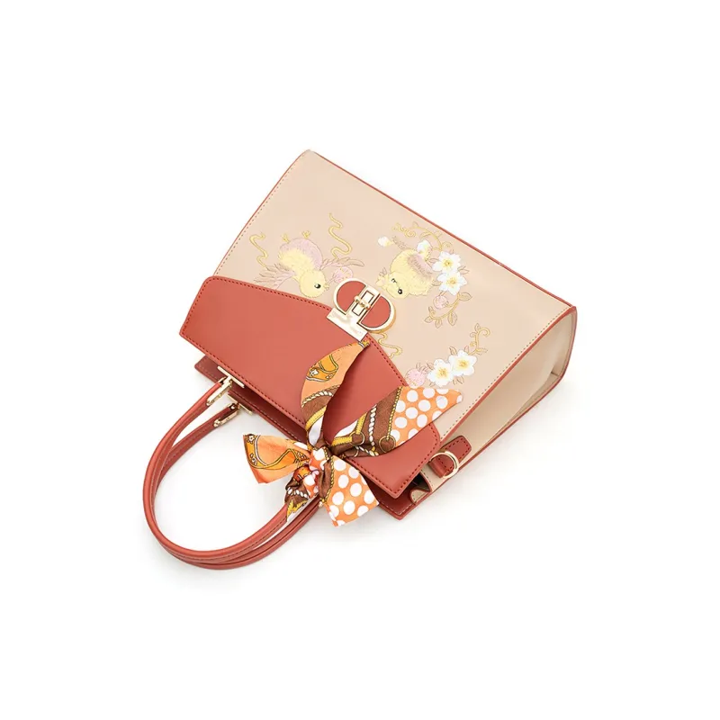 Vigno Synthetic Leather One Shoulder Handbags Women's Apricot & Brown-4