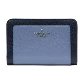 Kate Spade Litchi Grain Leather Wallet Medium Size Women's Marine Blue