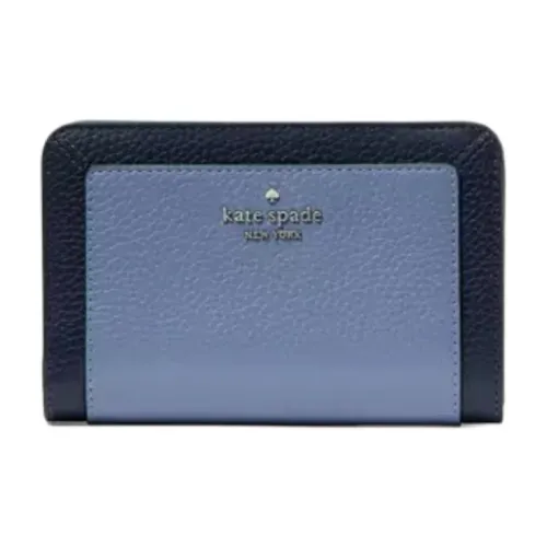 Kate Spade Litchi Grain Leather Wallet Medium Size Women's Marine Blue