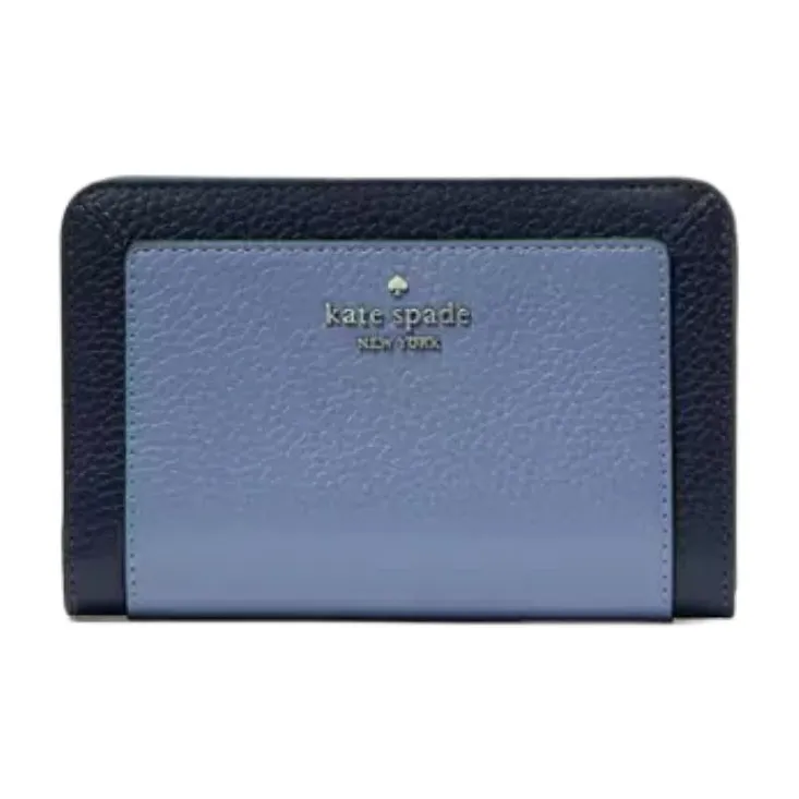 Kate Spade Litchi Grain Leather Wallet Medium Size Women's Marine Blue-0