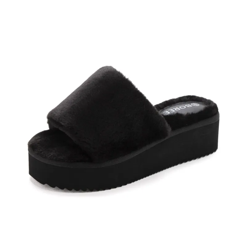 BOREE EVA Fuzzy Slip Resistant Slide Slippers Women's Black-1