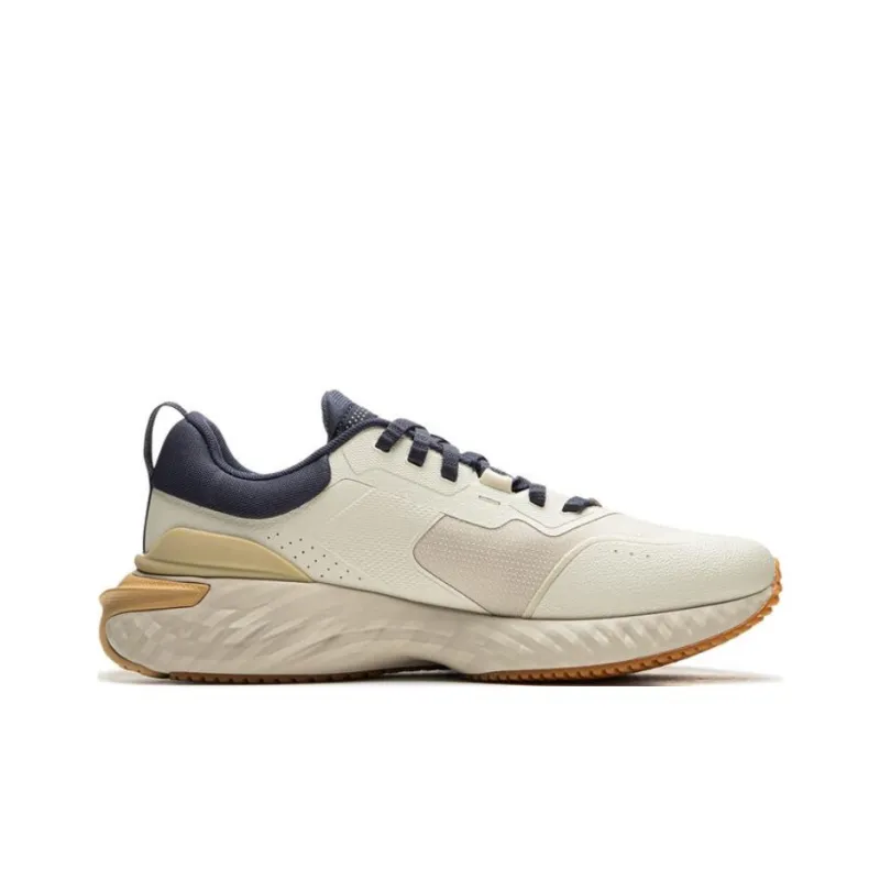 LiNing Cloud Shield Anti Slip Wear Resistant Low Top Casual Running Shoes Men's Beige Blue-1