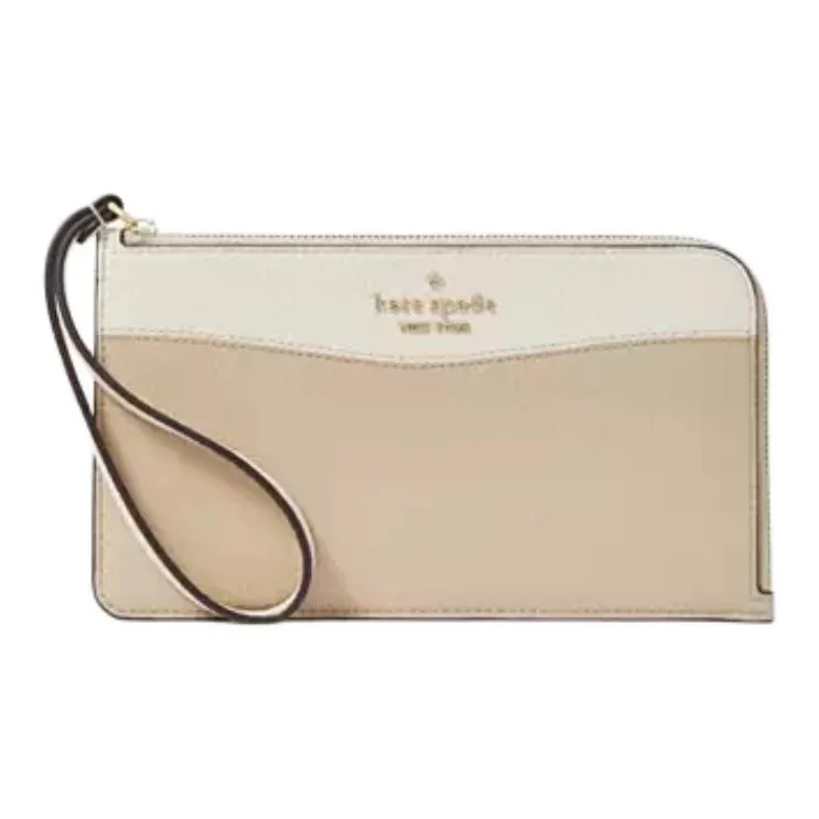 Kate Spade Lucy Litchi Grain Leather Clutch Women's Light Sand Multicolor-0