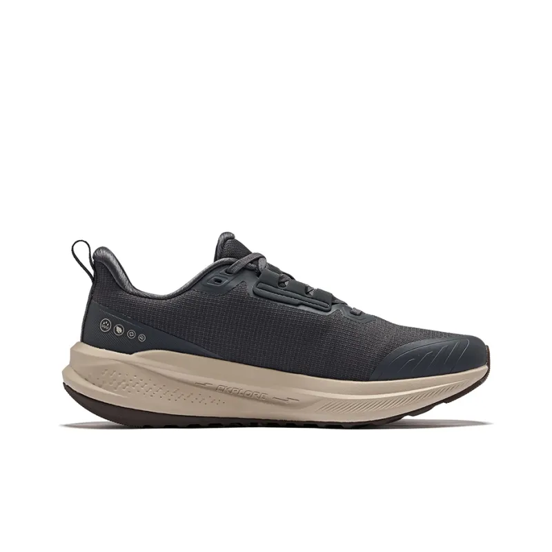 Erke Wild Water Resistant Slip Resistant Cushioned Lightweight Low Top Running Shoes Men's Carbon Gray Light Linen-1
