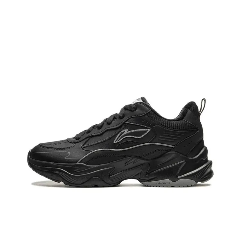 LiNing LN Non slip Lightweight Low Top Casual Shoes Men's Black-0