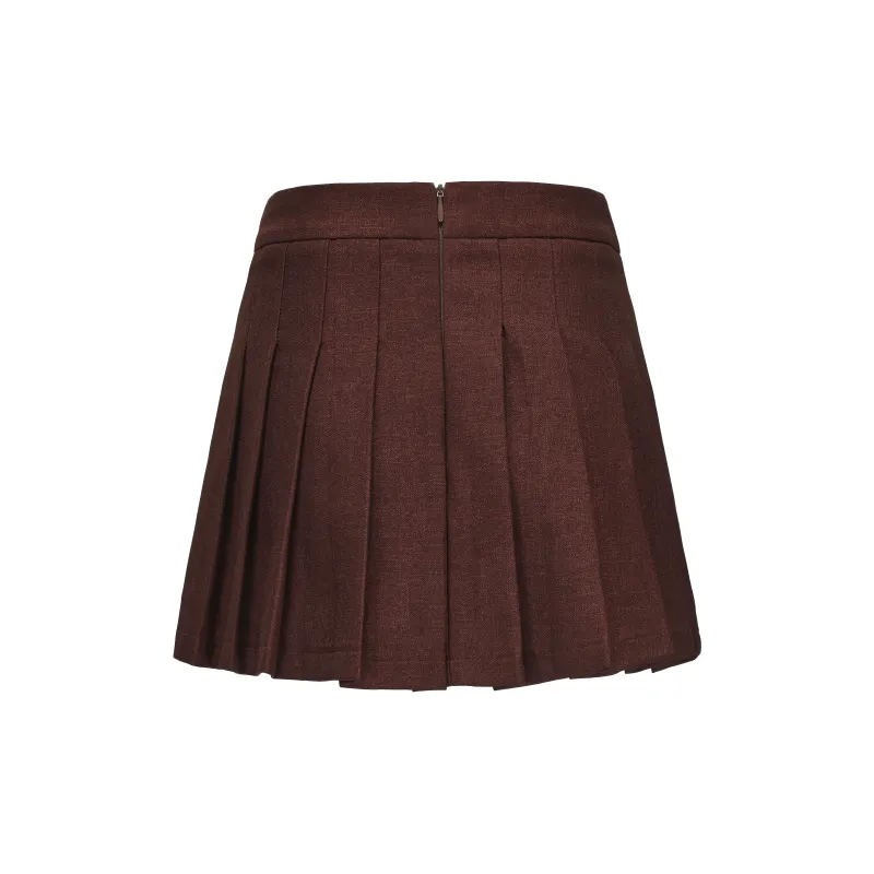 CHIWAWAMEME Casual Short Skirts Women's Chocolate-1