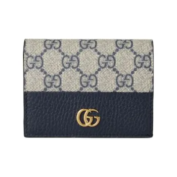 GUCCI GG Leather Wallet Small Size Women's Blue