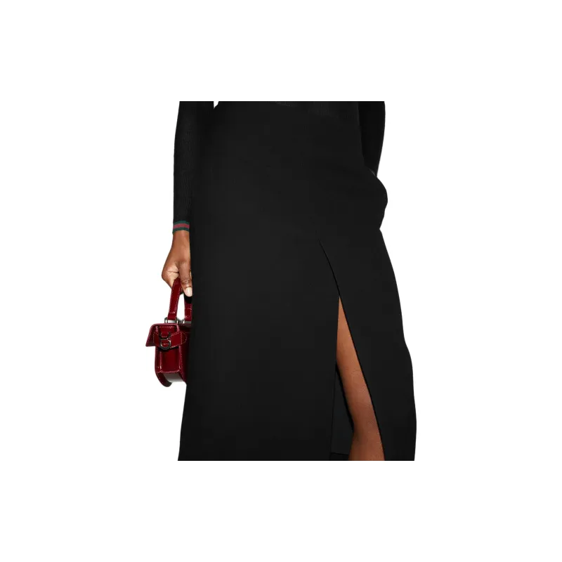 GUCCI Crêpe Slit Detailed Skirt-4
