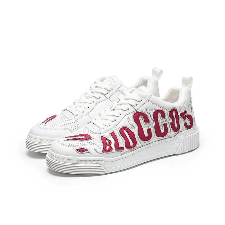 BLOCCO5 Letter Shoes Stylish Skateboarding Shoes Unisex Red White-1