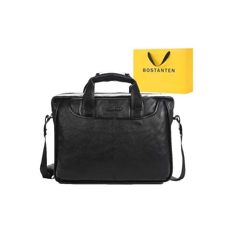 BOSTANTEN Cow Leather Synthetic Leather Portable Briefcase Laptop Bag Document Bag Regular Men's-0