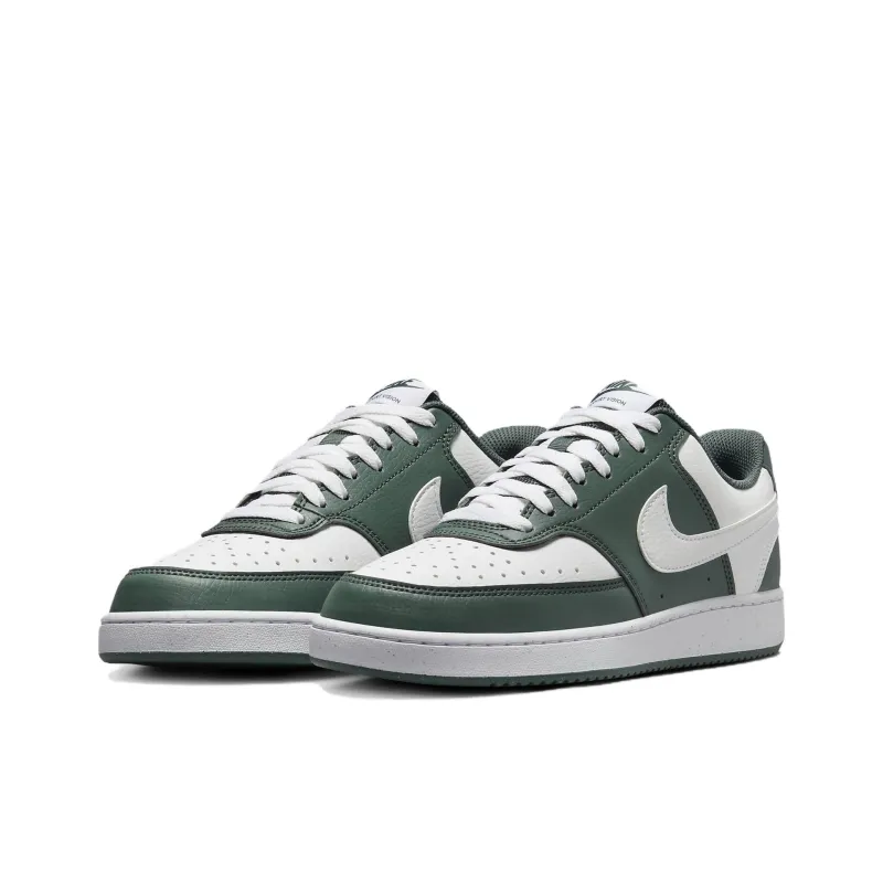Nike Court Vision Anti Slip Wear Resistant Low Top Skateboard Shoes Women's Green White-2