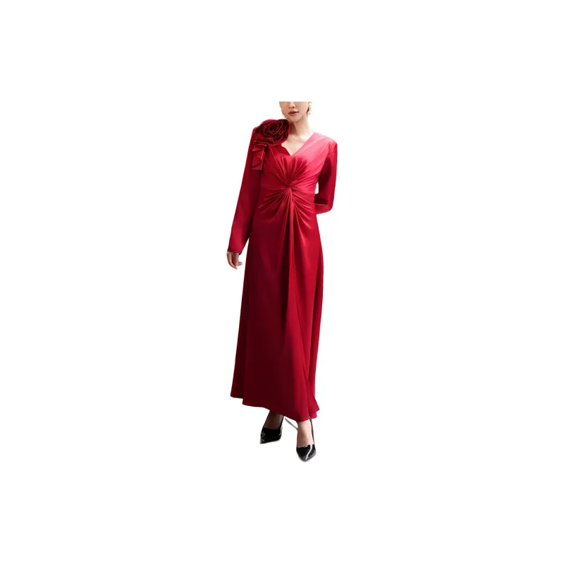 BESIONIA FW24 Long Sleeved Dresses Women's Red-1