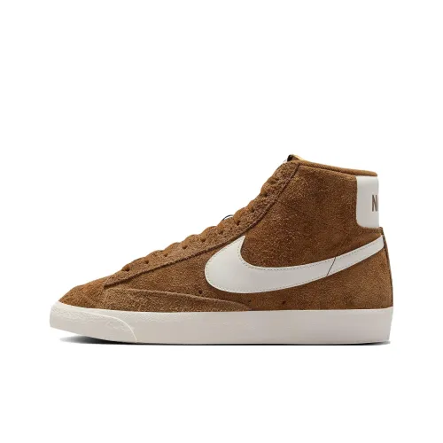 Nike Blazer Mid Anti Slip Wear Resistant Mid Top Skateboard Shoes Men's Brown