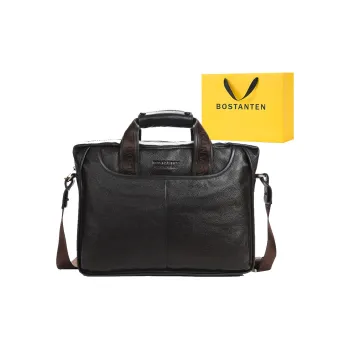 BOSTANTEN Cow Leather Synthetic Leather Portable Briefcase Laptop Bag Document Bag Regular Men's
