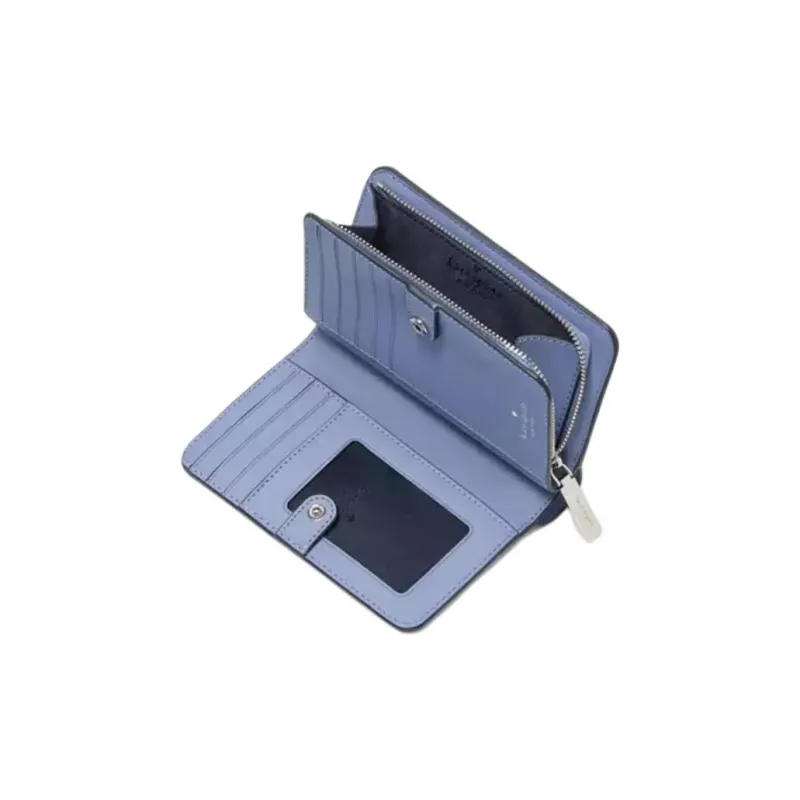 Kate Spade Litchi Grain Leather Wallet Medium Size Women's Marine Blue-1