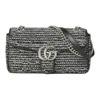 GUCCI GG Marmont Woolen Envelope Bag Handbag Shoulder Bag Small Size Women's Black