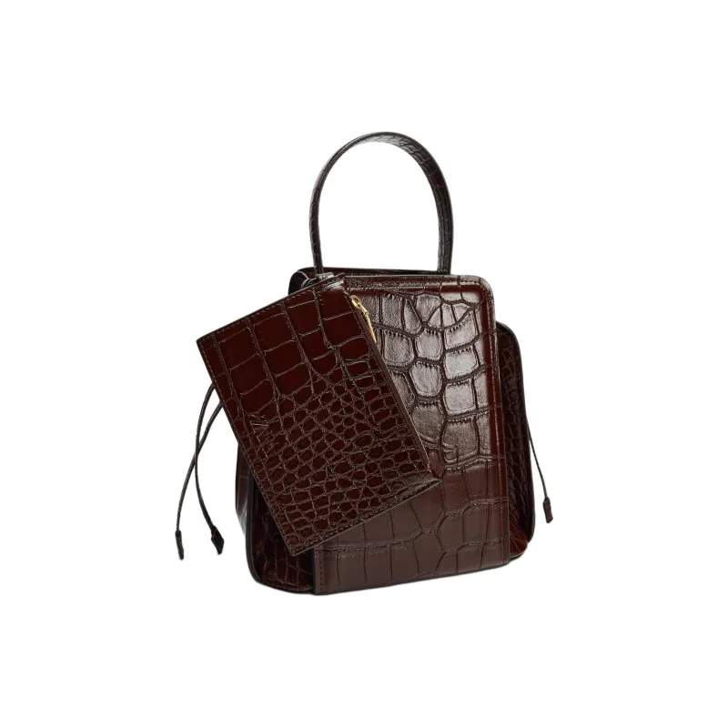 ZARA Polyurethane Bucket Bags Shoulder Bag Crossbody Bag Handbag Mini Women's Dark Brown-6