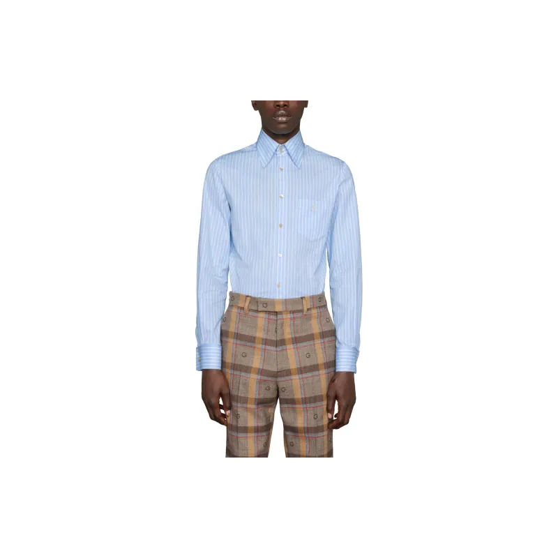 GUCCI Logo embroidered Striped Shirt-1