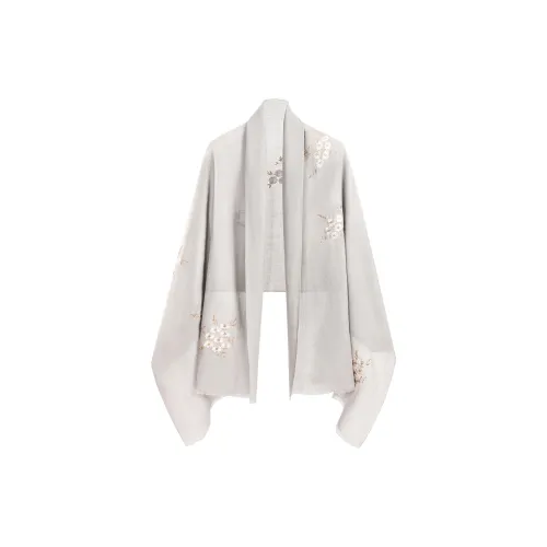 Shanghai Story 100% Sheep Wool Knit Scarves Women's Pinkish-Purple Cherry Blossom