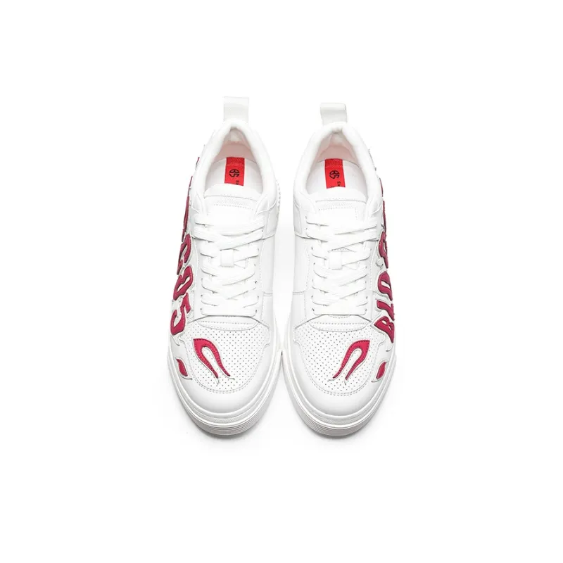 BLOCCO5 Letter Shoes Stylish Skateboarding Shoes Unisex Red White-3
