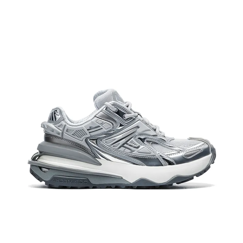 OGR Anti Slip And Wear Resistant Height Increasing Low Top Running Shoes Unisex Silver Gray-1