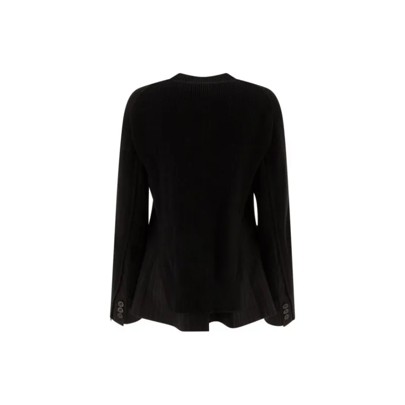 Sacai Chalk Stripe X Knit Pullover 'Black'-1