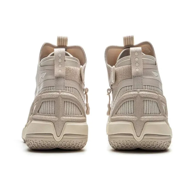 LiNing Badfive 1 Wear-Resistant Slip-Resistant Mid-Top Basketball Shoes Men's Beige-2