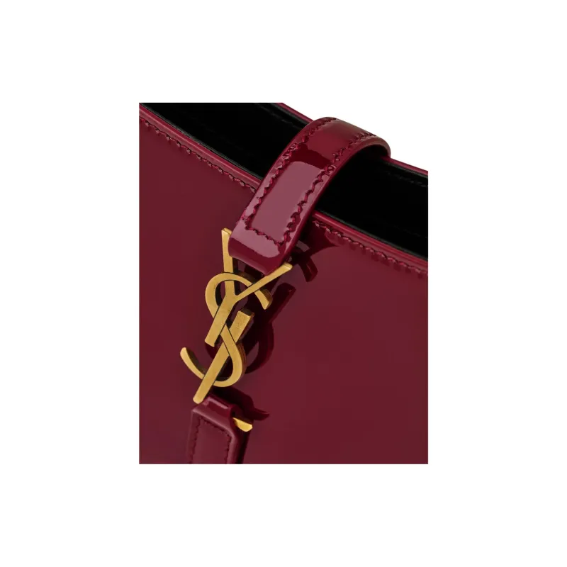 SAINT LAURENT Patent Leather Handbag Mini Women's Burgundy-4