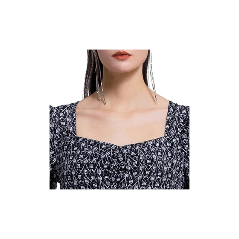 BESIONIA SS22 Short Sleeved Dress Women's Black Pattern-4