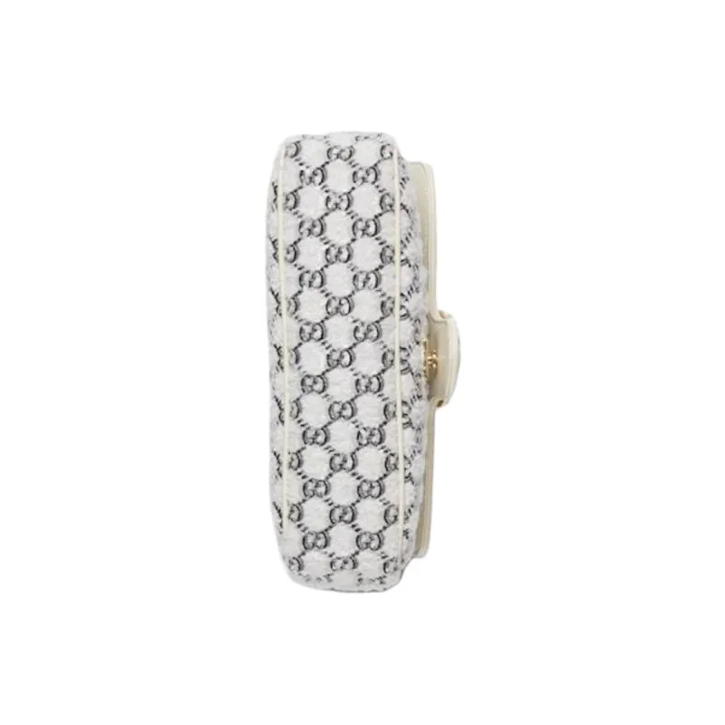 GUCCI GG Marmont Tweed Shoulder Bag, Crossbody Bag Trumpets Women's White-4