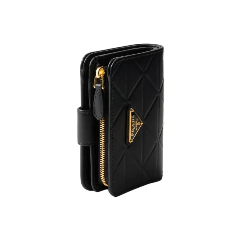 PRADA Leather Wallet Trumpets Women's Black-2