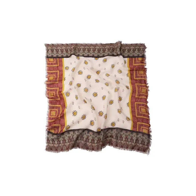 ZARA Cotton Cashmere Silk Scarves Women's Multicolor-0