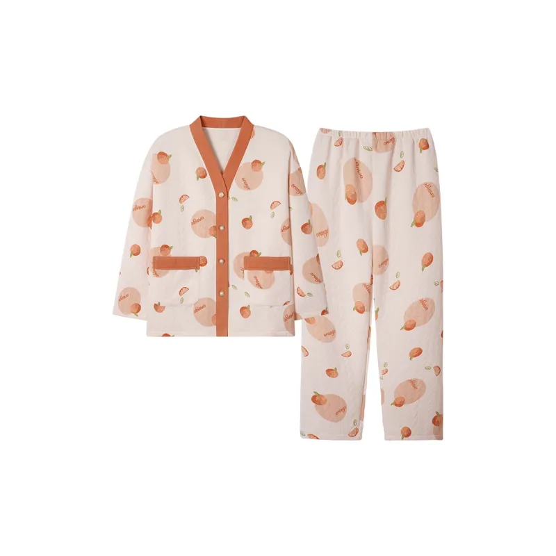 Mulong Family Pajama Set Women's Orange Red-0
