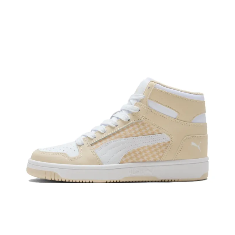 PUMA Rebound Layup Anti Slip Wear Resistant High Top Skateboard Shoes Women's Beige-0