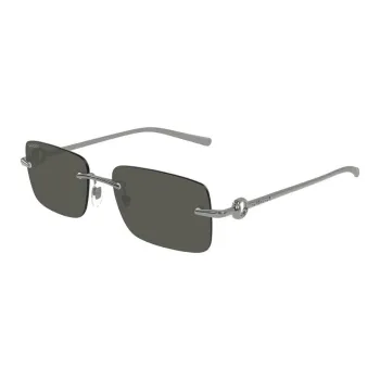 GUCCI Metal Rectangular Sunglasses Unisex Ruthenium Color