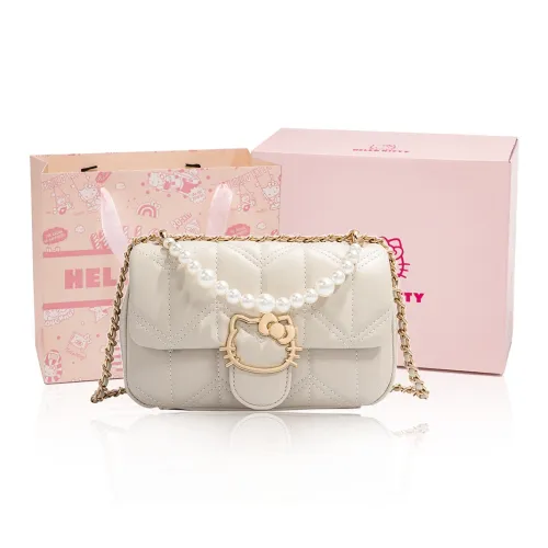 MESUCA Sanrio Hello Kitty Kitty Series PU Shoulder Bag Crossbody Bag Handbag Women's Black/Ecru