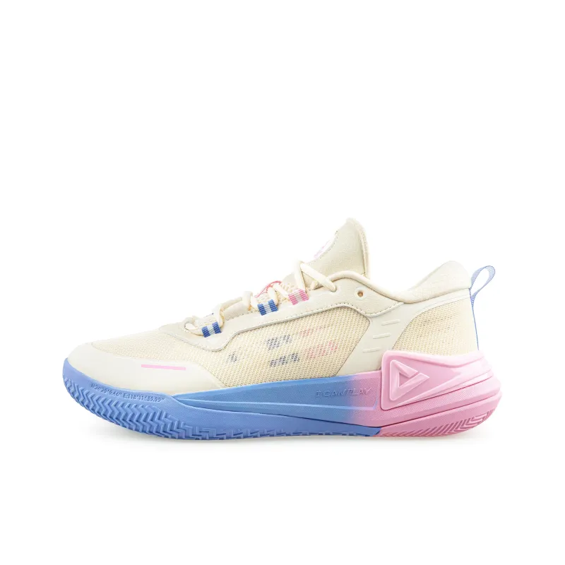 PEAK Basketball Shoes Men Low Top Light Khaki/Blue/Pink-0