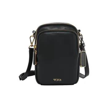 TUMI Cow Leather Shoulder Bag, Crossbody Bag Small Size Women's Black