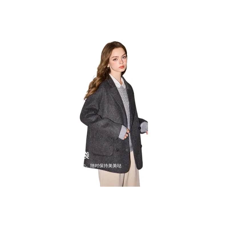 KUHNMARVIN FW24 Velvet feel Coat Women's Ink Wash Gray-2