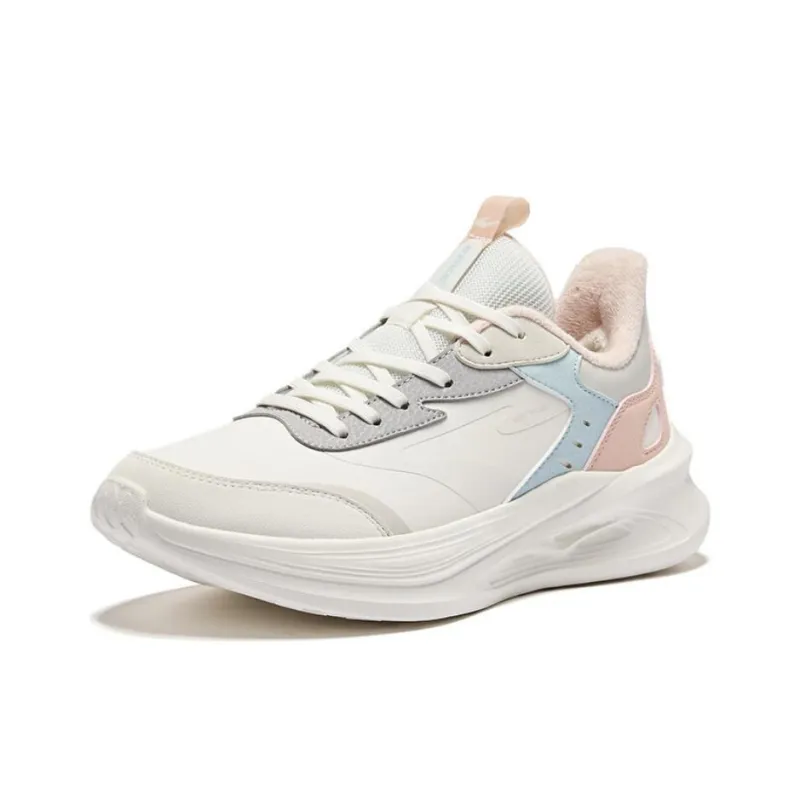 Erke Ling Yue 2.0 Durable Warm Low-Top Casual Running Shoes Women's Microcrystal White Wild Gray-1