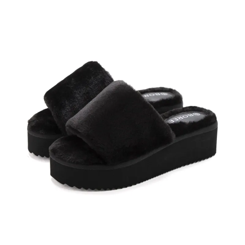 BOREE EVA Fuzzy Slip Resistant Slide Slippers Women's Black-2