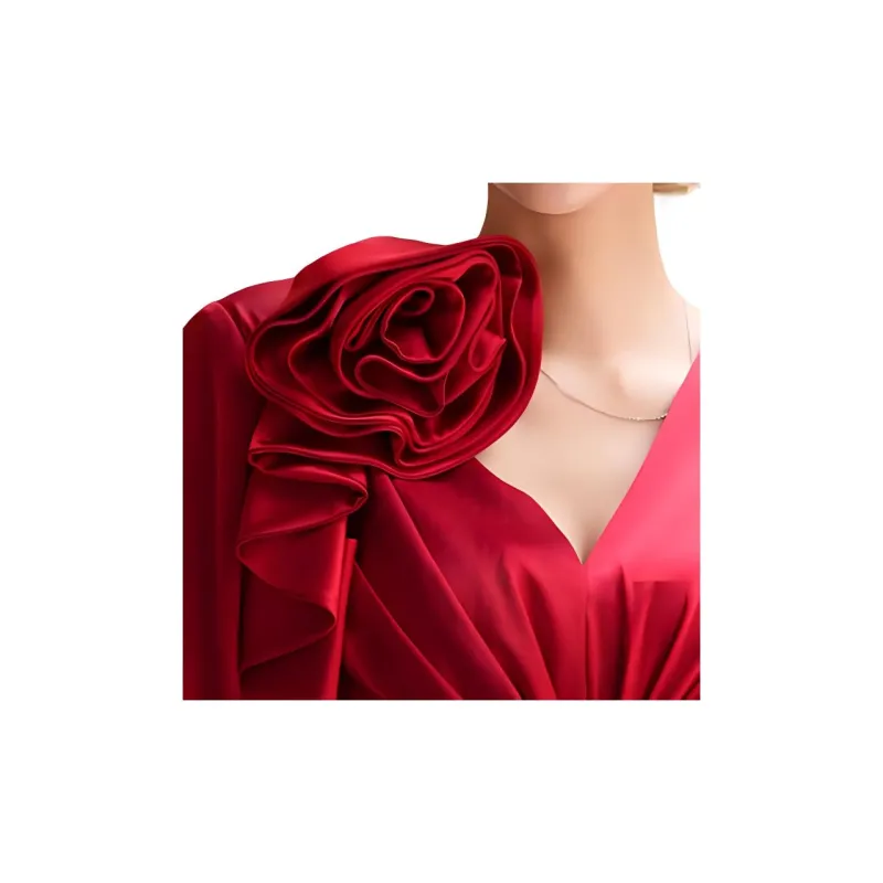 BESIONIA FW24 Long Sleeved Dresses Women's Red-5
