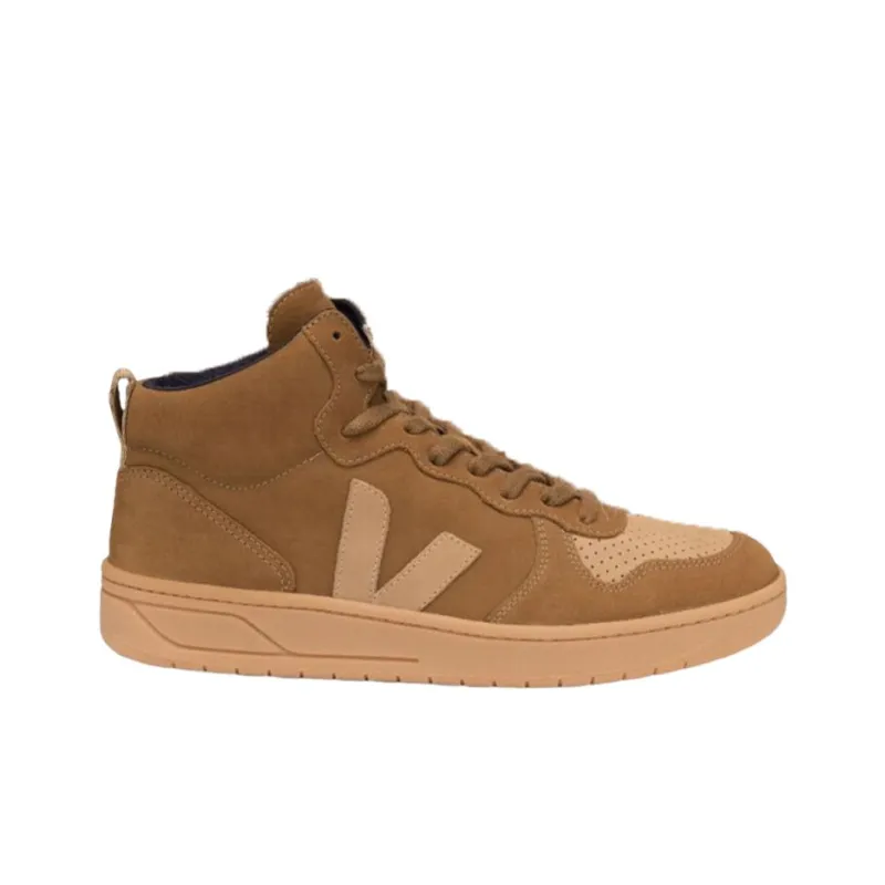 VEJA V 15 Mid Top Stylish Skateboarding Shoes Unisex Brown Yellow-4