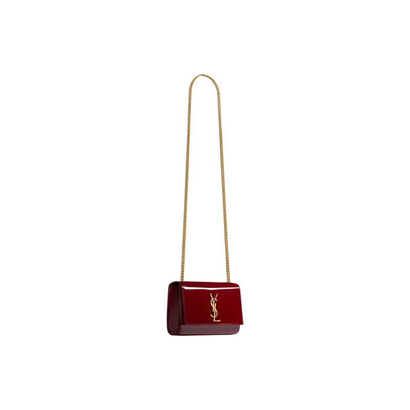 SAINT LAURENT KATE Calfskin Shoulder Bag, Crossbody Bag Trumpets Women's Red-1