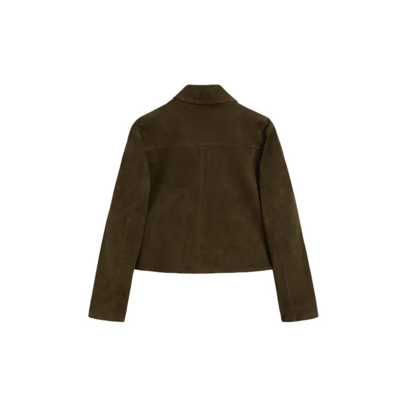 Massimo Dutti Leather Jacket Women's Green-1