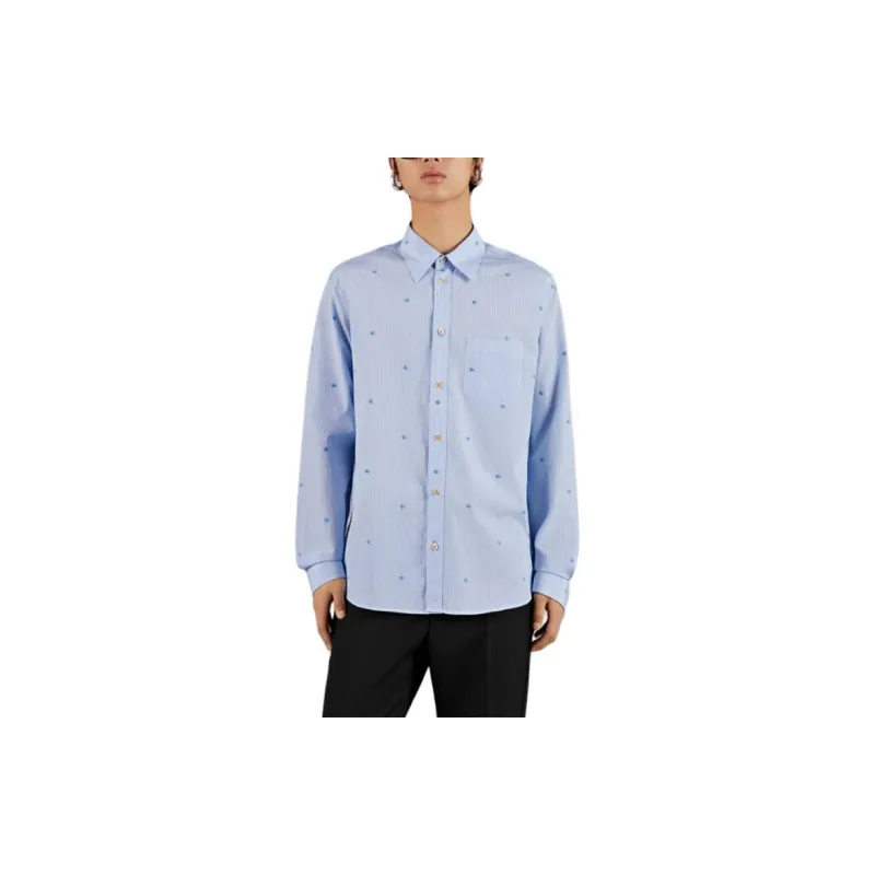 GUCCI Striped Logo embroidered Cotton Shirt-1