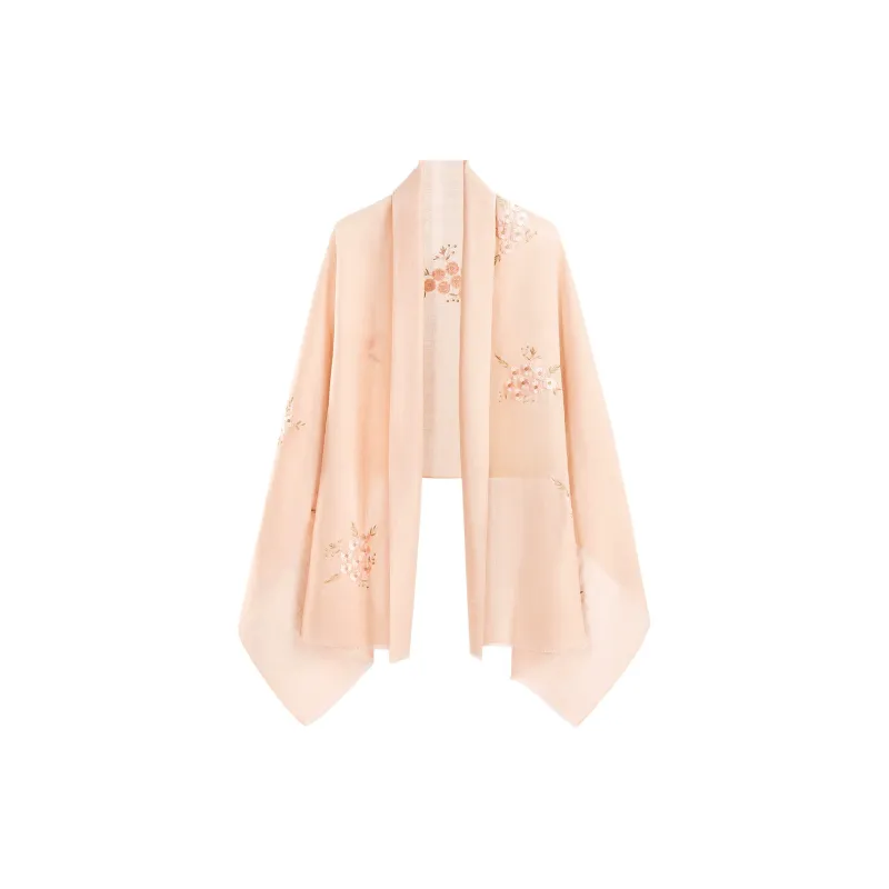 Shanghai Story 100% Sheep Wool Knit Scarves Women's Pinkish Purple Cherry Blossom-6