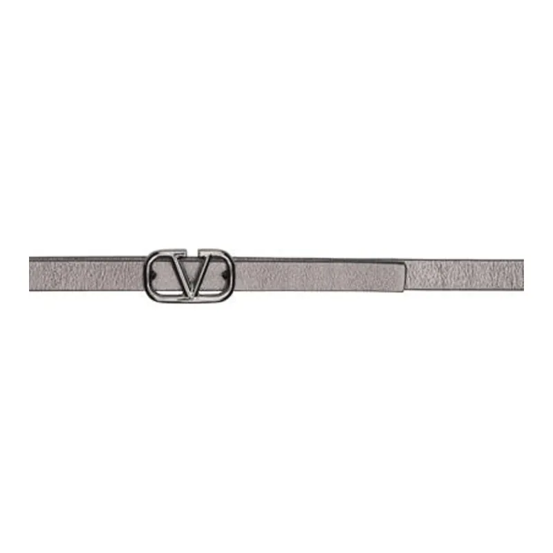 Valentino Calfskin Leather Belts Women's Gray Width: 1.5cm-1