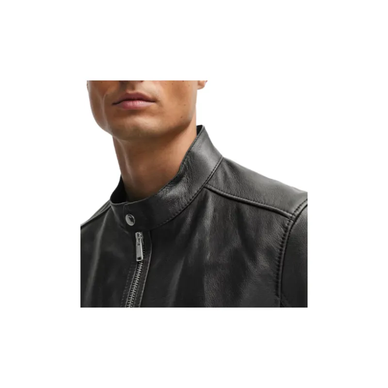 HUGO BOSS Zipped Leather Biker Jacket-5