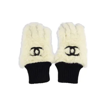 CHANEL Alpaca Gloves Women's White